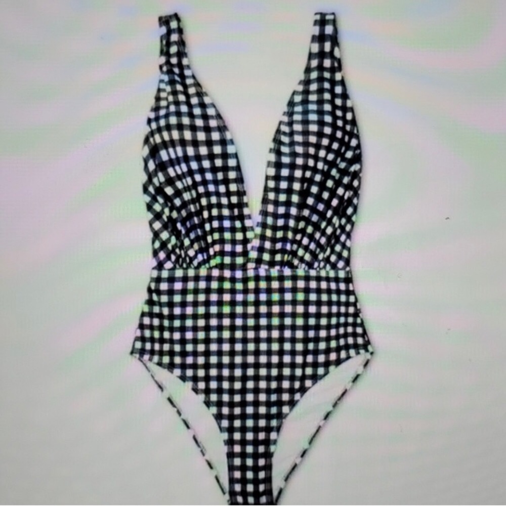 Cupshe Plaid one piece Large Halter swimsuit